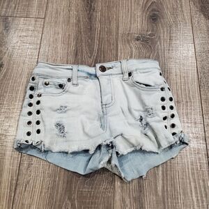 Girls Jean Shorts Size 8 Tractr Distressed Light Blue Jean Shorts